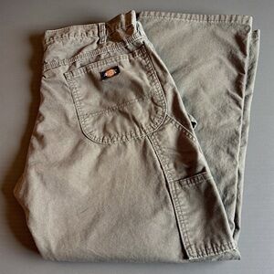 MENS DICKIES RELAXED FIT CARGO WORK PANTS BROWN 100% COTTON SIZE 36X29 TAG 36X32